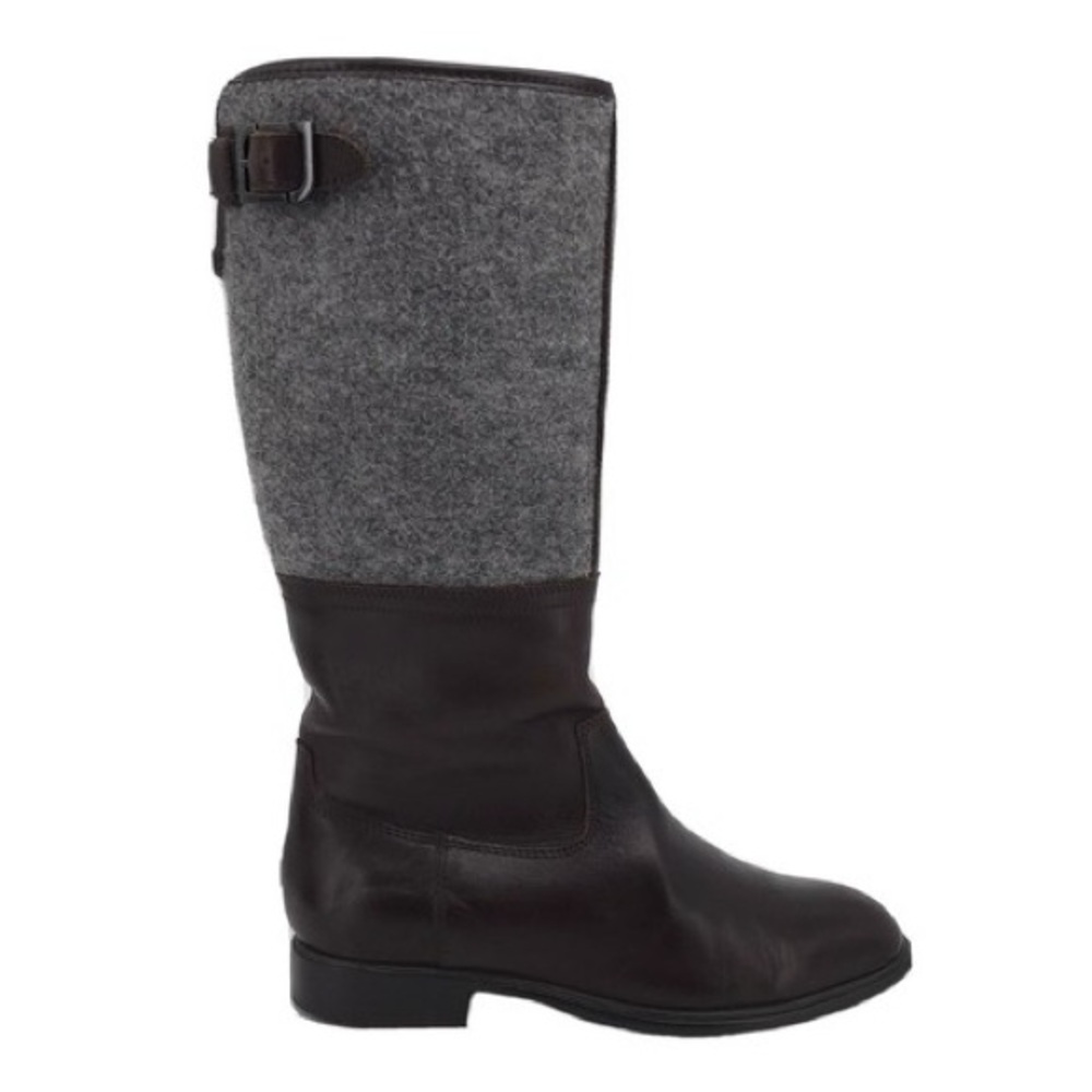 Rockport Women's Tall Brown Leather & Gray Wool Winter Boots
